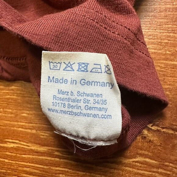 Merz B Schwanen T Shirt Womens 7 L Maroon Short Sleeve Crew Neck Luxury Germany - Picture 8 of 10